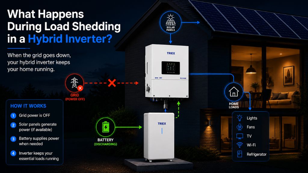 hybrid solar inverter switching to battery during load shedding in Pakistan